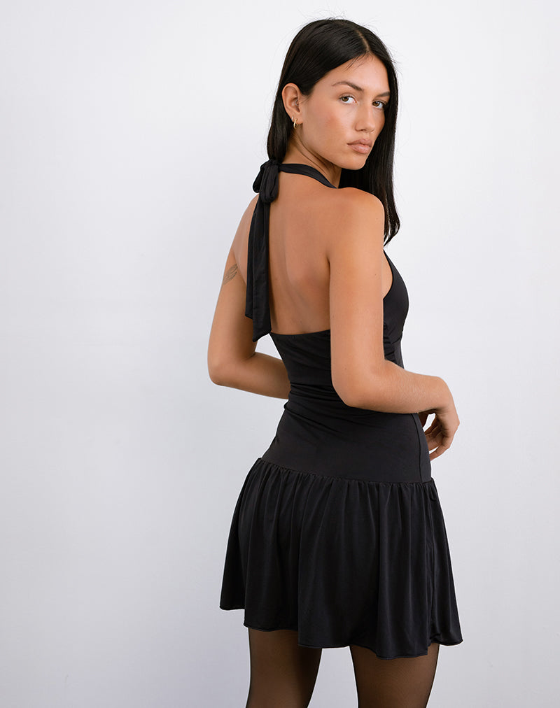 Afbeelding van Mercer Drop Waist Mini Dress in Zwart