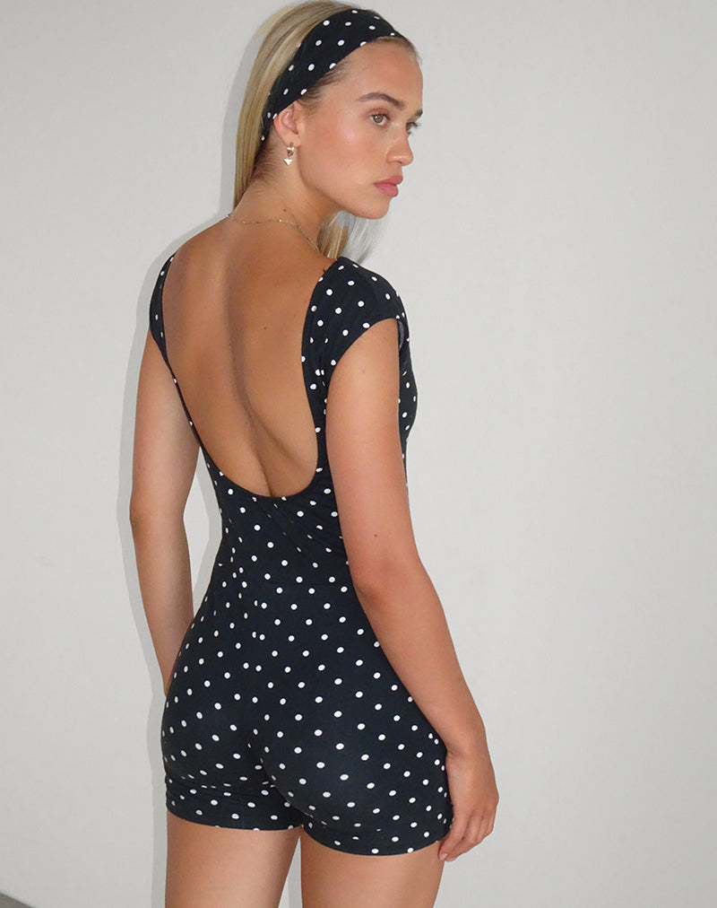 Afbeelding van Meredith Rugloos Playsuit in Polka Zwart