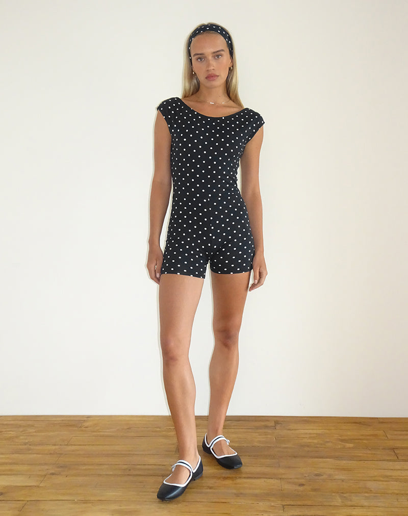 Afbeelding van Meredith Rugloos Playsuit in Polka Zwart