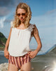 Afbeelding van Merisso Ronde Hals Keyhole Top in Wit