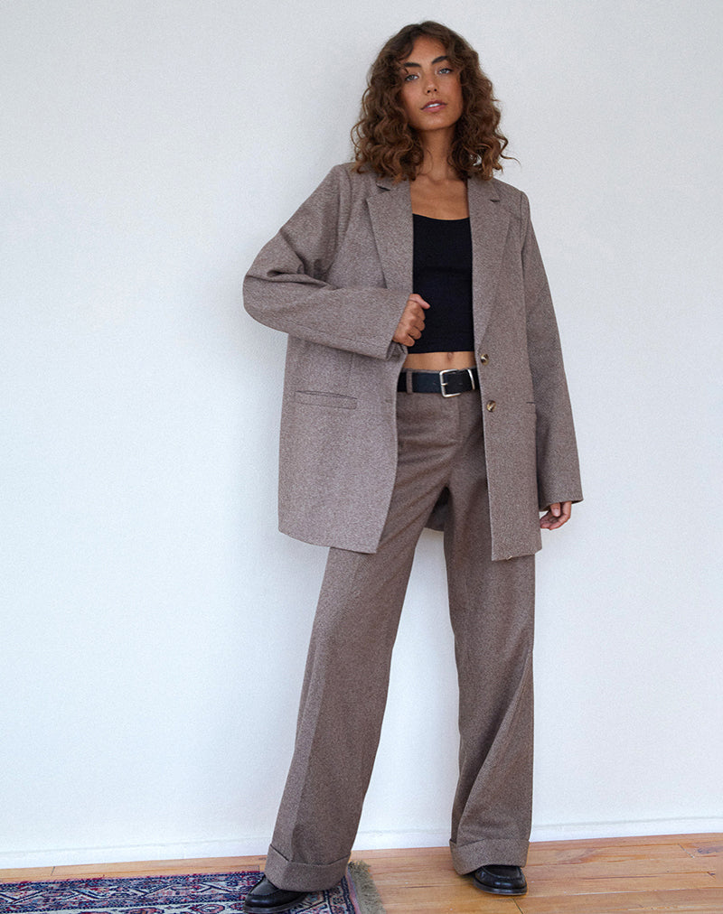 Afbeelding van Messeir blazer van imitatiewol in walnoot