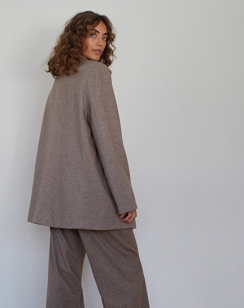 Afbeelding van Messeir blazer van imitatiewol in walnoot