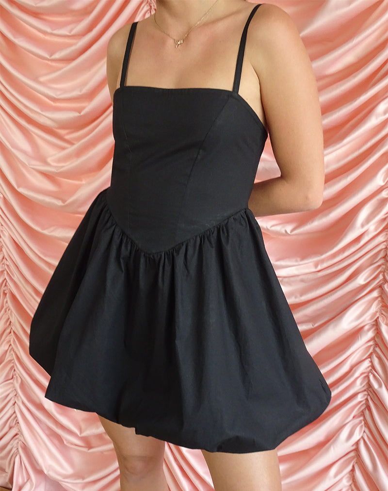 Micala Puffball Mini Dress in Zwart