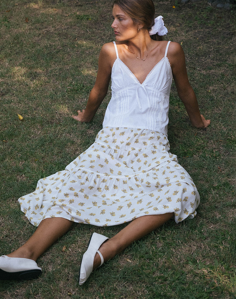 Afbeelding van Midaxi rok in Funshine Floral Off White