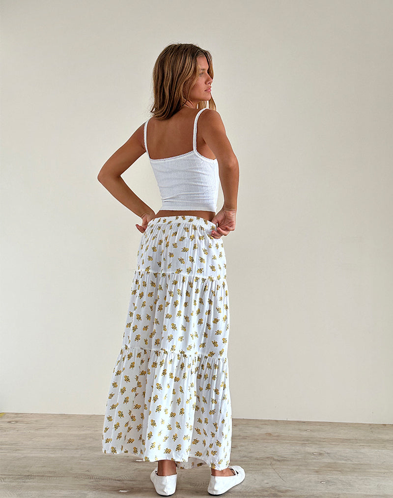 Afbeelding van Midaxi rok in Funshine Floral Off White
