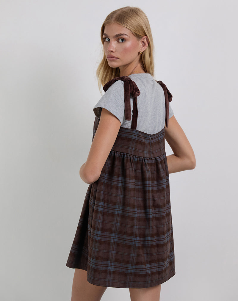 Afbeelding van Mikayla Mini Dress in Bourgondië en Blauw Ruitje