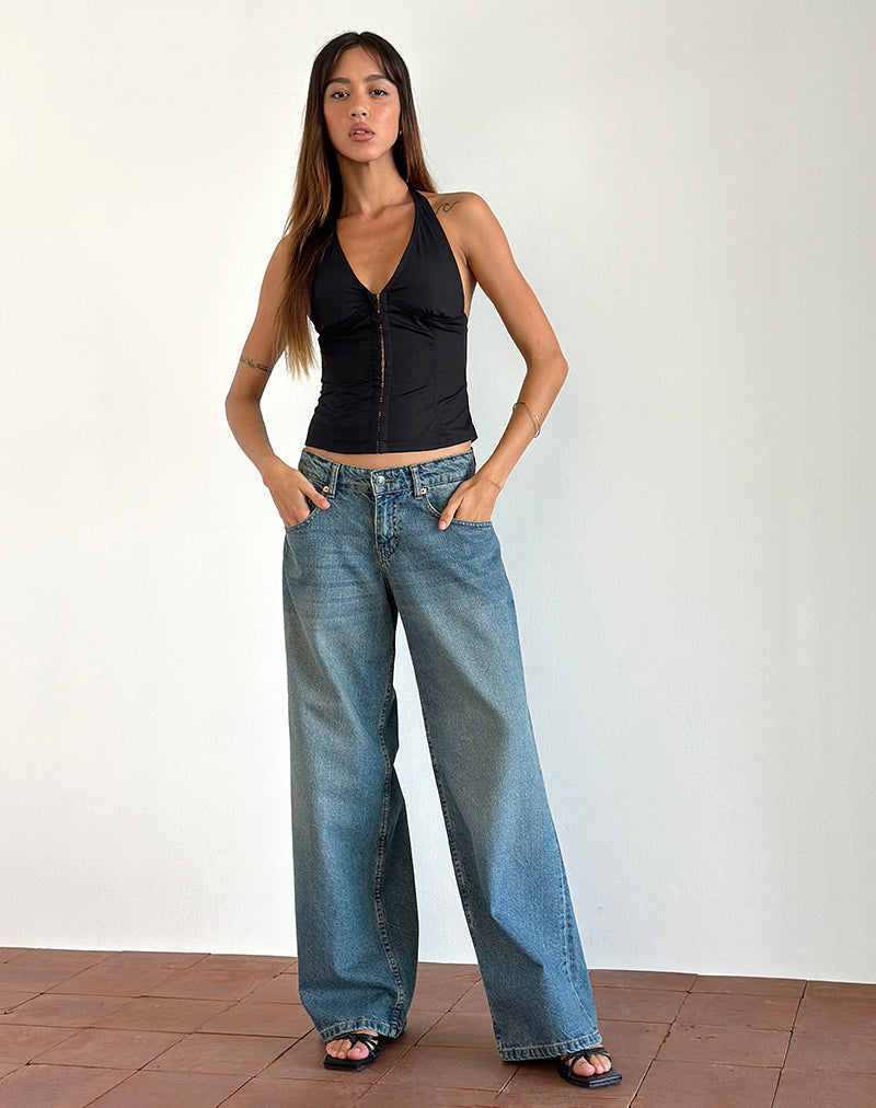 Afbeelding van Miken Halterneck Vest Top in Zwart