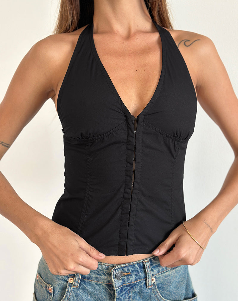 Afbeelding van Miken Halterneck Vest Top in Zwart