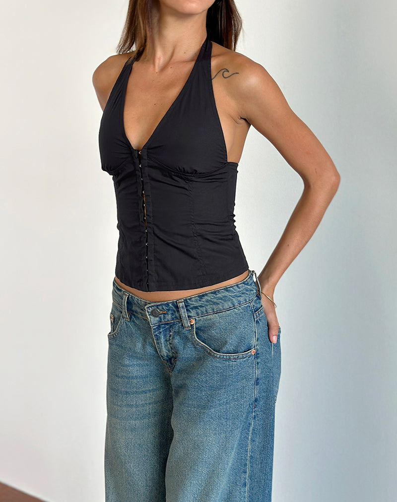 Afbeelding van Miken Halterneck Vest Top in Zwart
