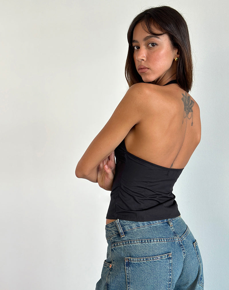 Afbeelding van Miken Halterneck Vest Top in Zwart