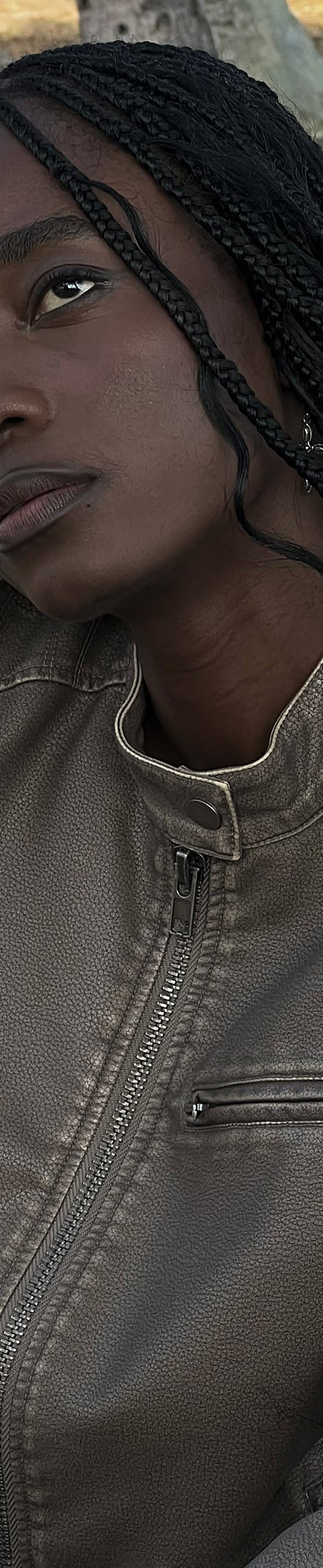 Afbeelding van Mildred Distressed Bikerjasje in PU Olive