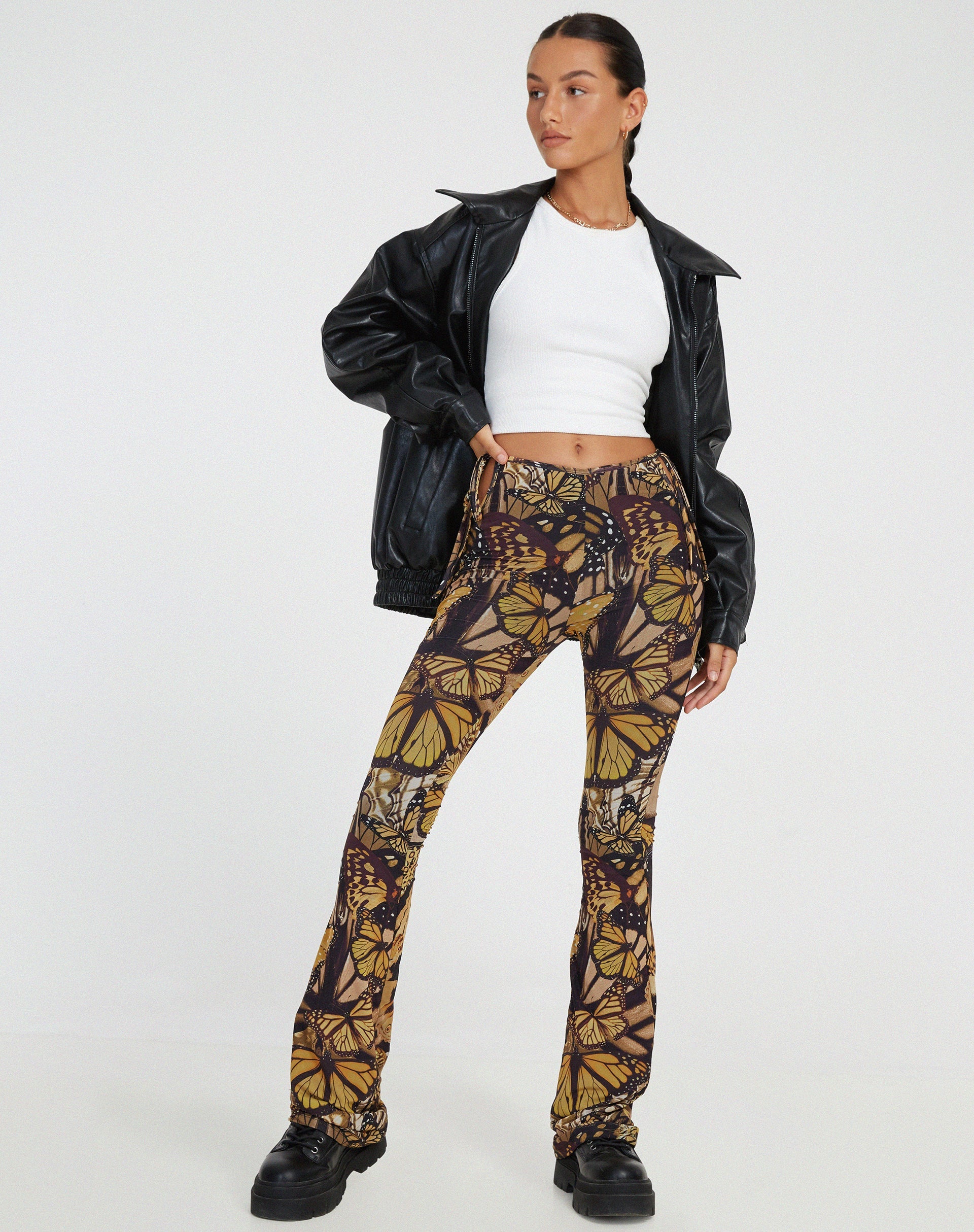 Afbeelding van Mileri flare broek in Butterfly Gold