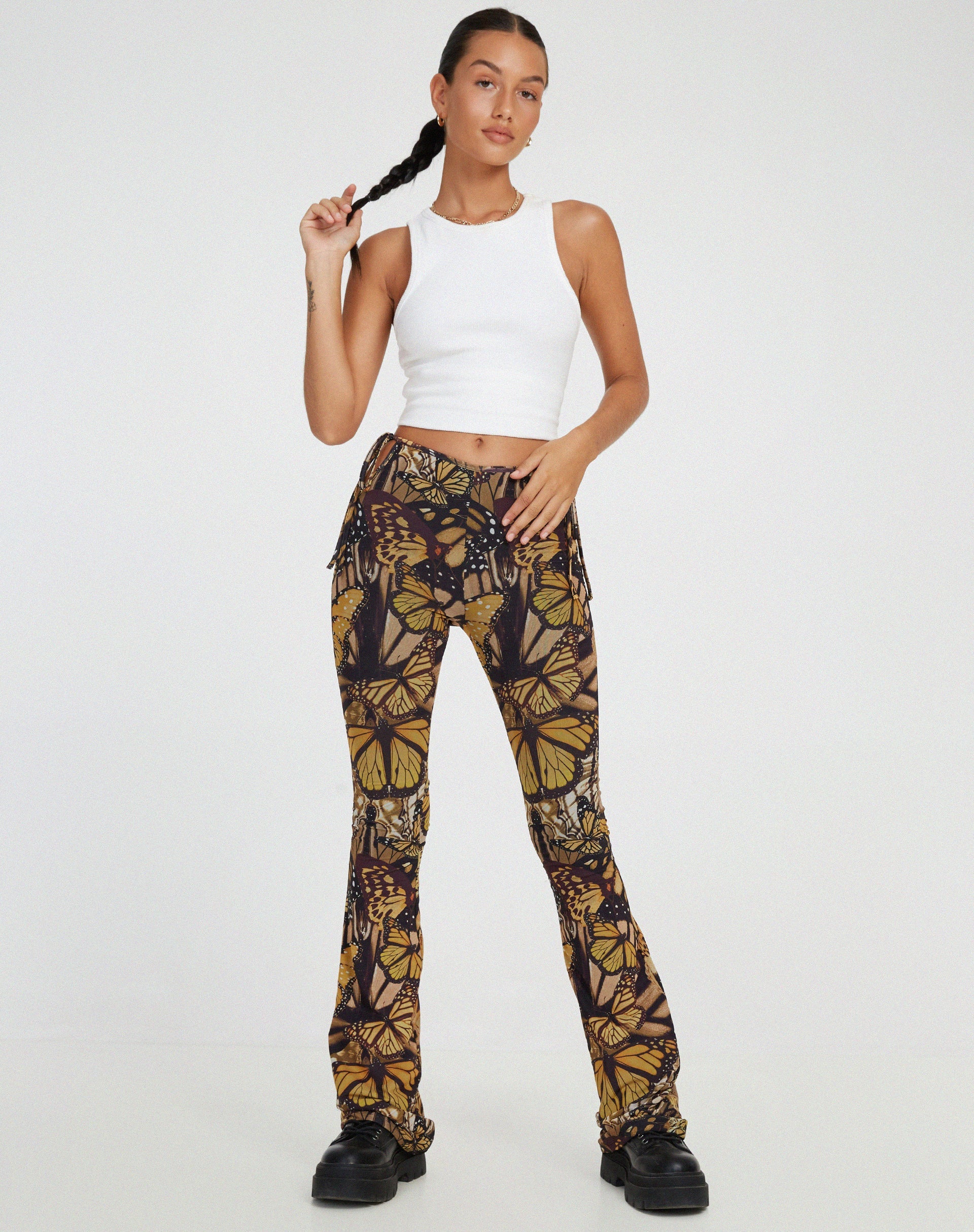 Afbeelding van Mileri flare broek in Butterfly Gold