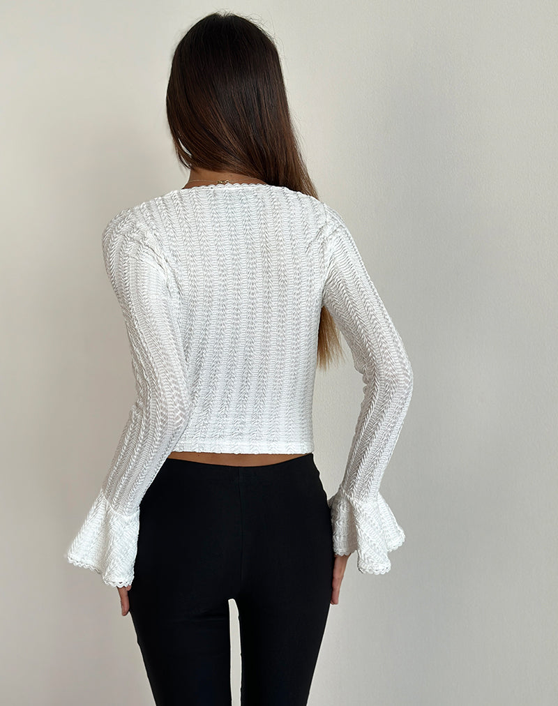 Afbeelding van Miley Fluitmouwtop in Textured Ivory