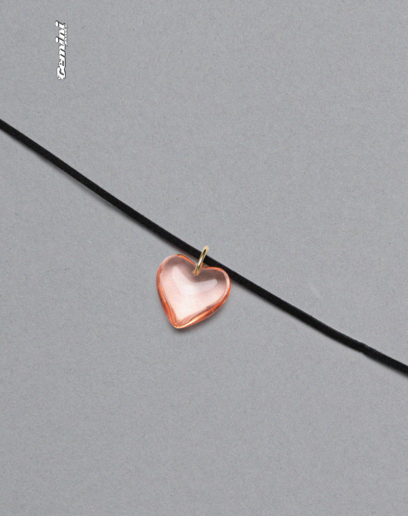 Mimi Roze Glazen Hart Ketting