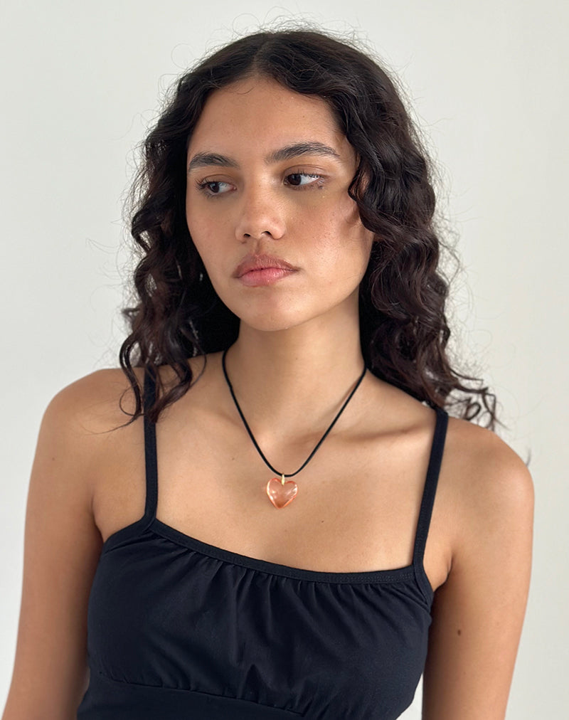 Mimi Roze Glazen Hart Ketting