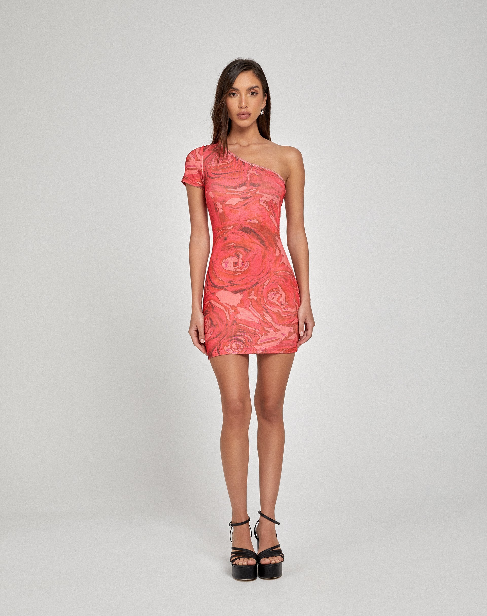 Afbeelding van Minaka Bodycon Dress in Rose Petal Red