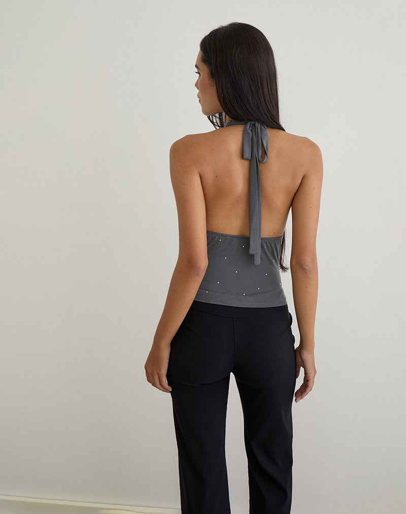 Afbeelding van Minova Top in Cupro Diamante Donkergrijs
