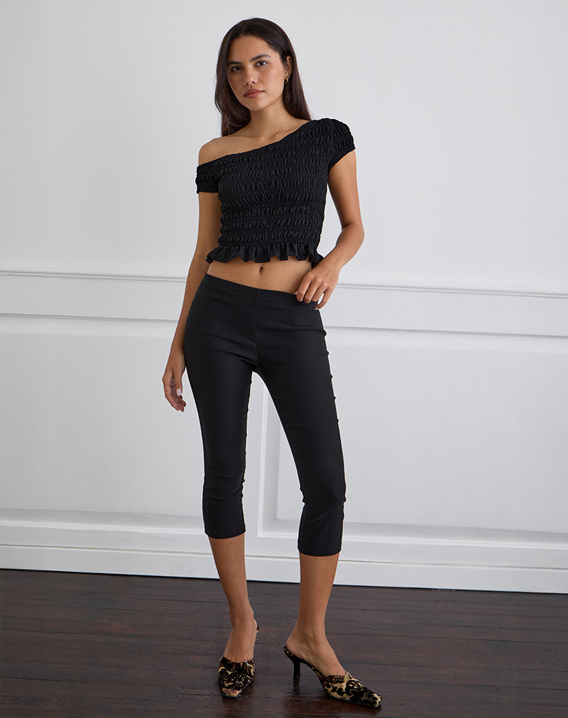 Afbeelding van Mirita Shirred Top in Zwart
