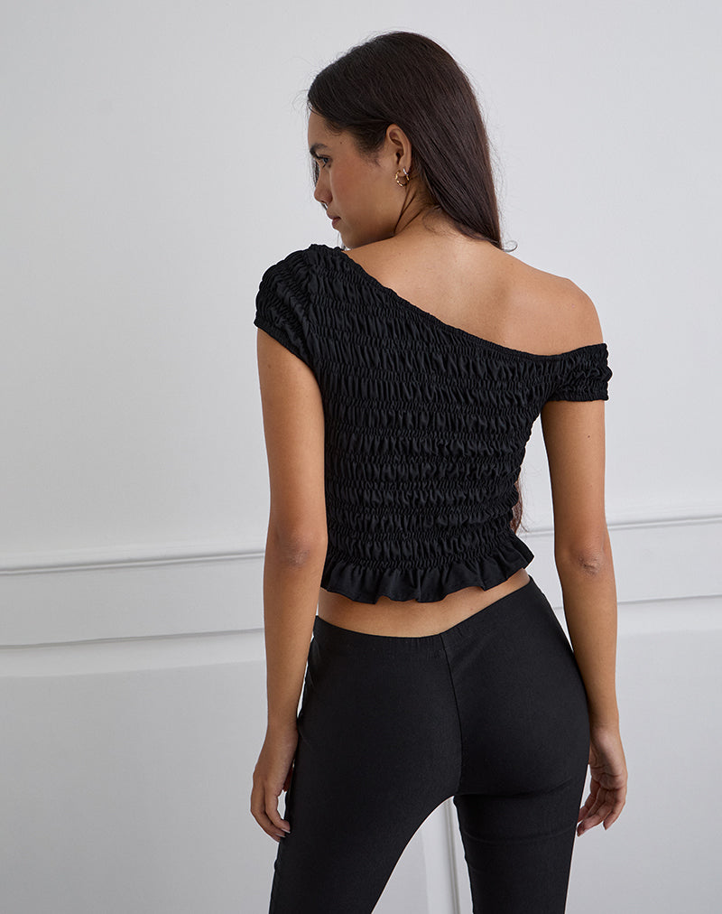 Afbeelding van Mirita Shirred Top in Zwart