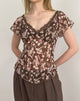 Afbeelding van Misaki Top in Chiffon Polka Bloem Bruin
