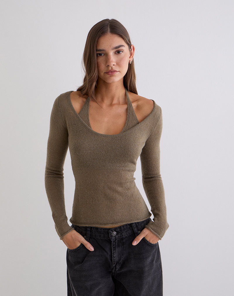 Image of Misora Top in Sheer Knit Taupe