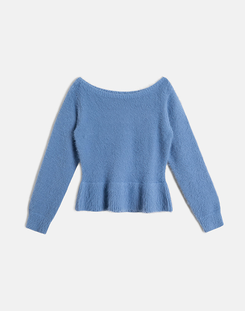 Afbeelding van Mizuki Bardot Top in gebreid Dusty Blue