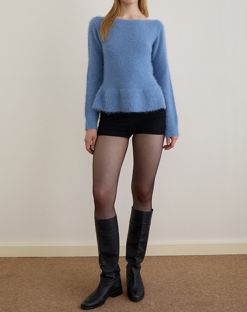 Afbeelding van Mizuki Bardot Top in gebreid Dusty Blue