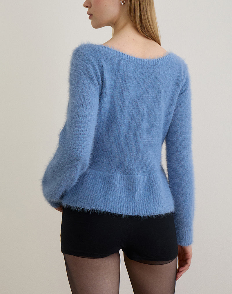 Afbeelding van Mizuki Bardot Top in gebreid Dusty Blue