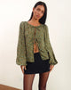 Afbeelding van Modeta Stropdas Top in Grunge Bloemen Khaki