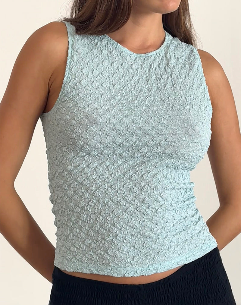 Afbeelding van Mohala Top in Bubble Knit Lichtblauw