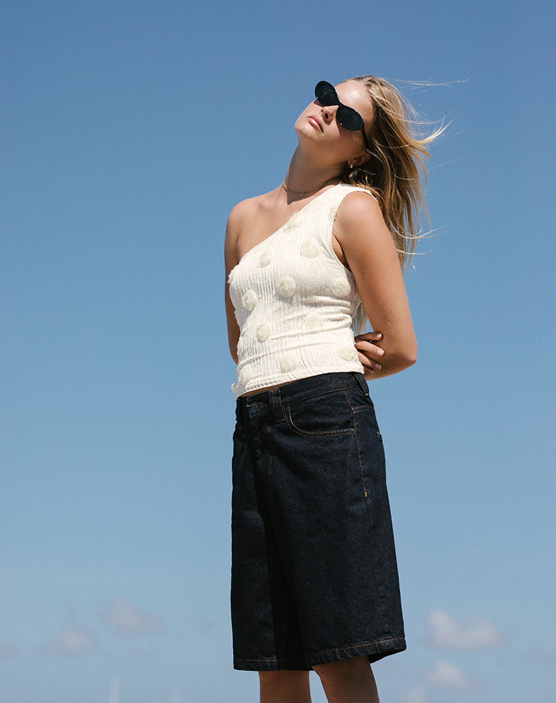 Afbeelding van Moira One Shoulder Top in Textured Rose Ivory