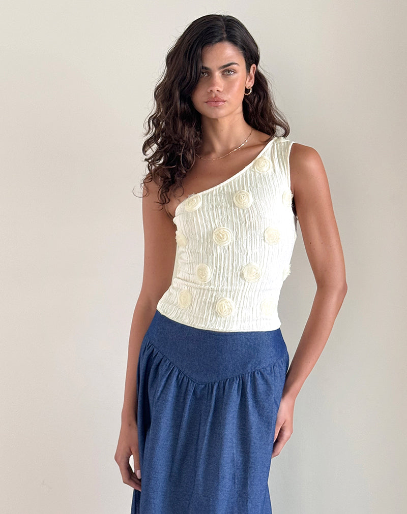 Afbeelding van Moira One Shoulder Top in Textured Rose Ivory