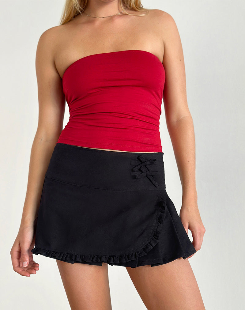 Afbeelding van Monana Wrap Micro Rok in Effen Zwart