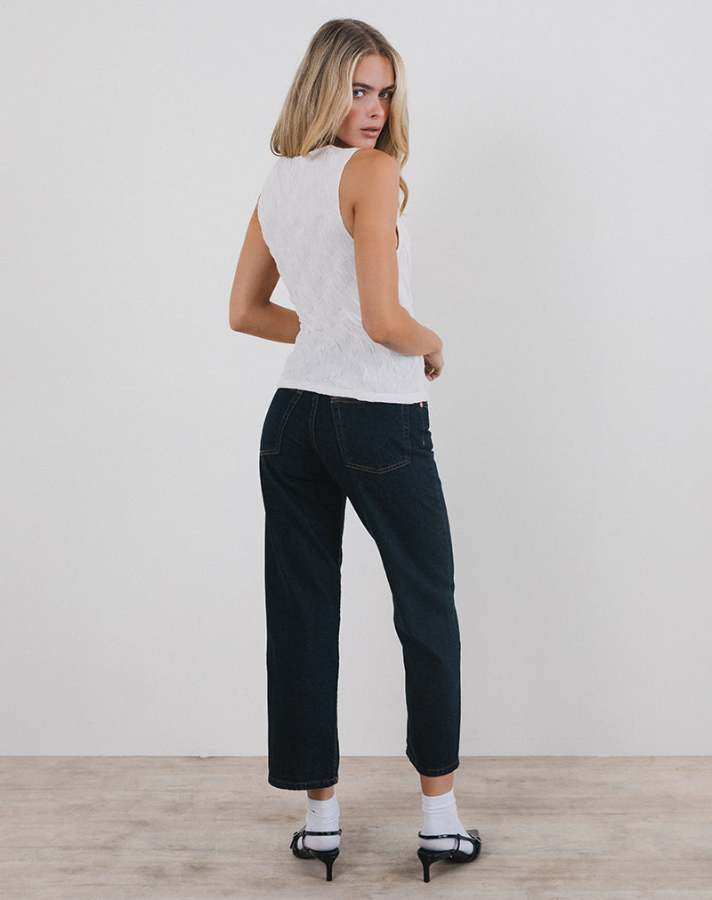 Afbeelding van Monelo Vest Top in Textured Mesh Wit