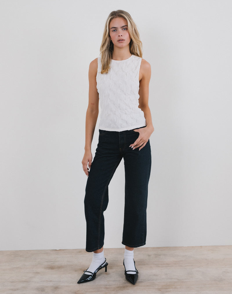 Afbeelding van Monelo Vest Top in Textured Mesh Wit