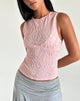 Afbeelding van Monelo Textured Mesh Top in Sheer Pink