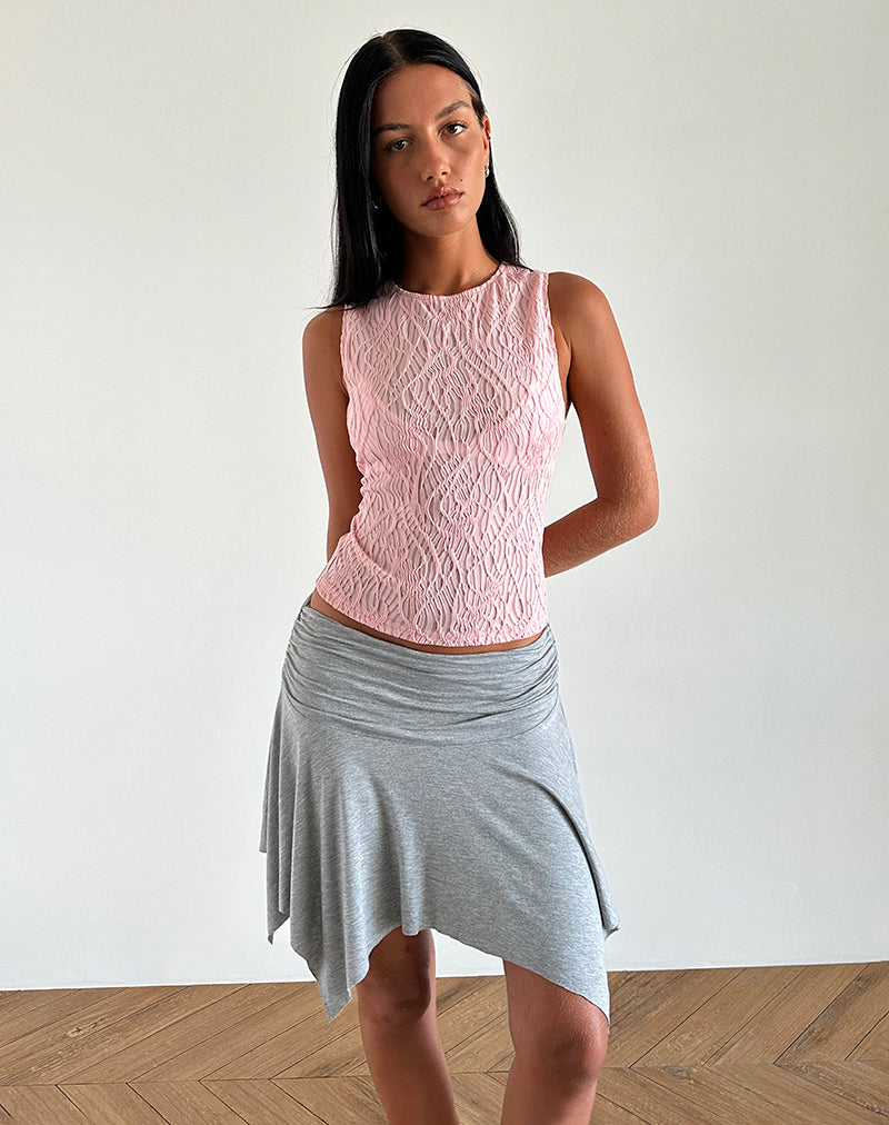 Afbeelding van Monelo Textured Mesh Top in Sheer Pink