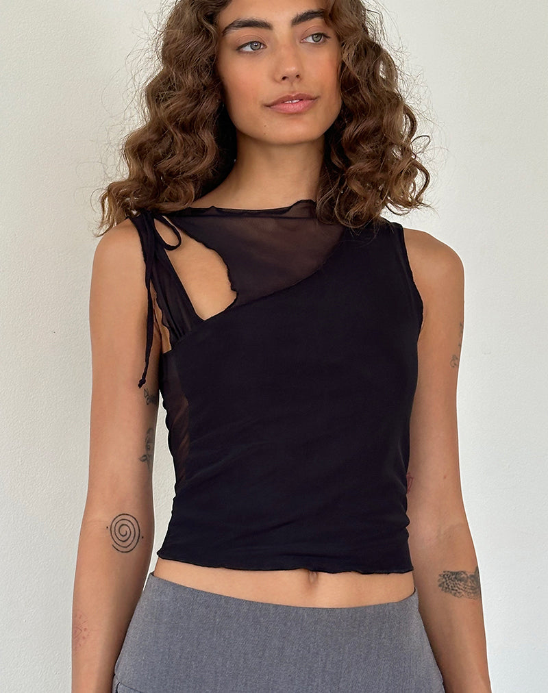 Moni Stropdas Tank Top in Mesh Zwart