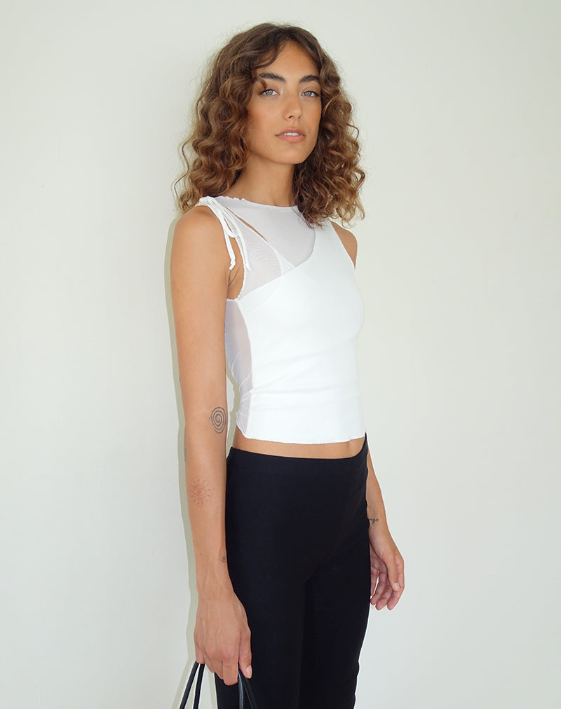Afbeelding van Moni Vest Top in Mesh Ivoor