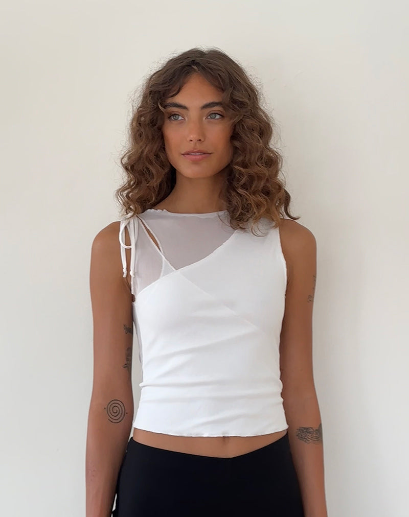 Afbeelding van Moni Vest Top in Mesh Ivoor