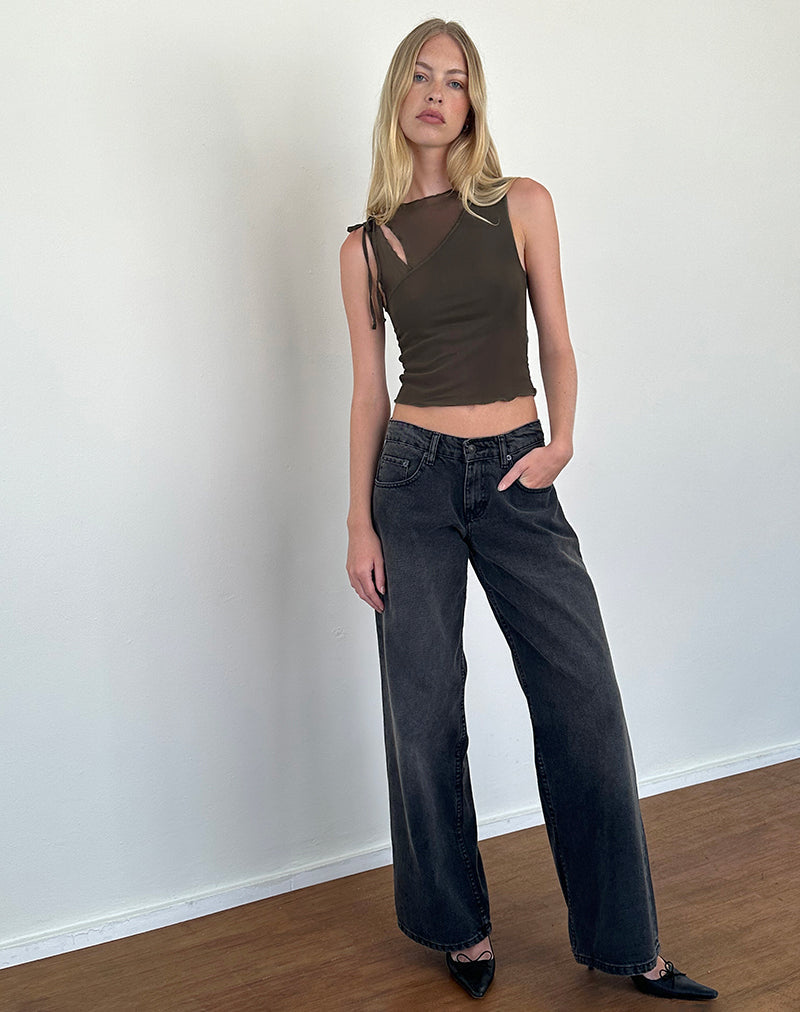 Afbeelding van Moni Tie Tank Top in Mesh Khaki