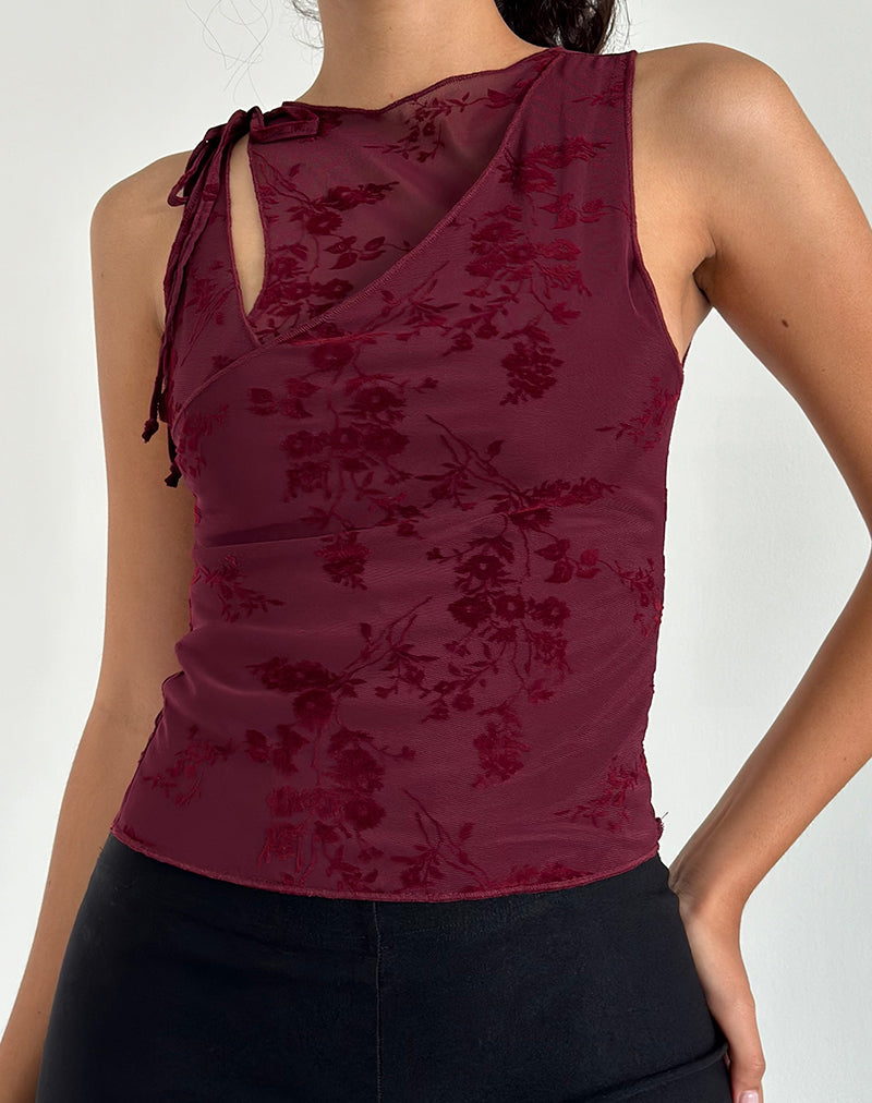 Afbeelding van Moni Vest Top in Botanical Flower Maroon