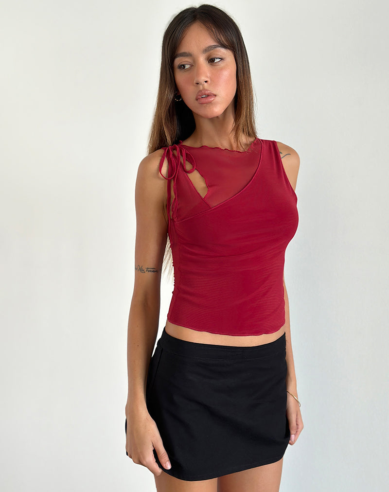 Afbeelding van Moni Vest Top in Mesh Cherry