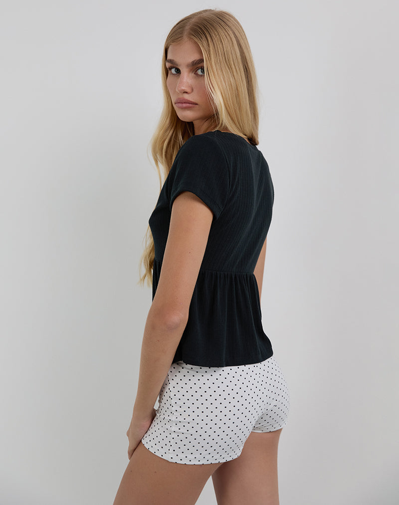 Afbeelding van Monia Plunge Top in Pointelle Zwart