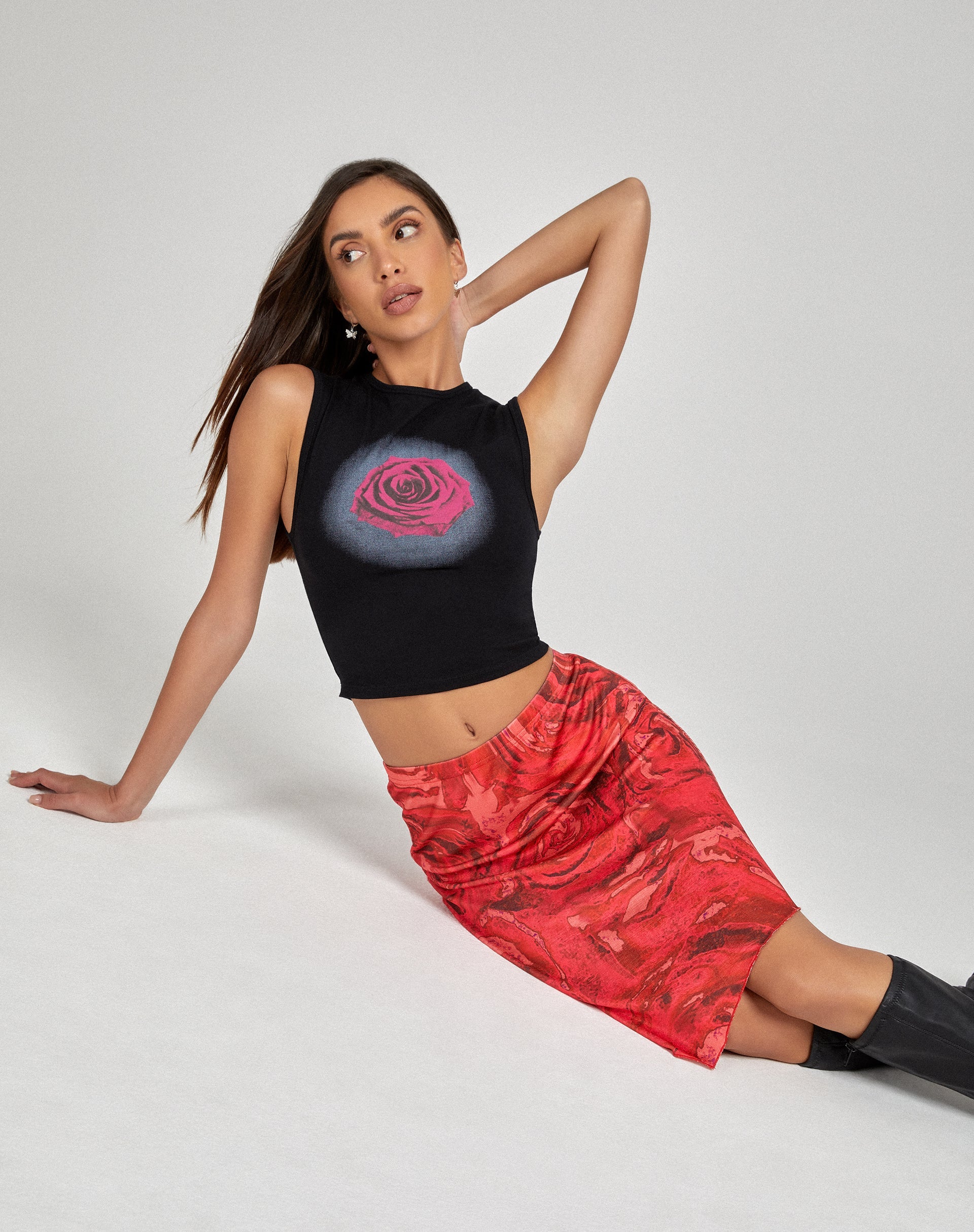 Afbeelding van Lonaka Bodycon Rok in Rozenbladrood