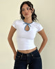 Afbeelding van Monsel Top met Stropdas in Wit met Verschoten Denim Binding