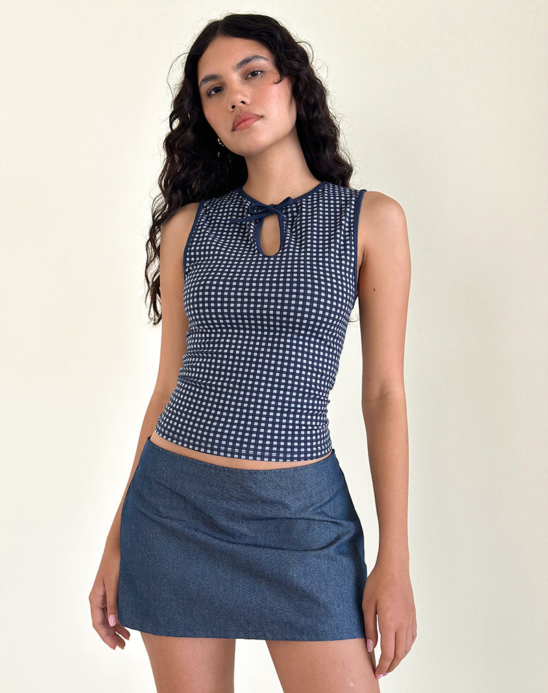 Afbeelding van Olsa Denim Minirok in Chambray Indigo