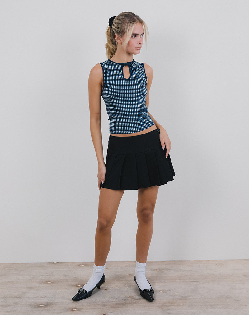 Afbeelding van Monsela Top in Mini Gingham Donkerblauw