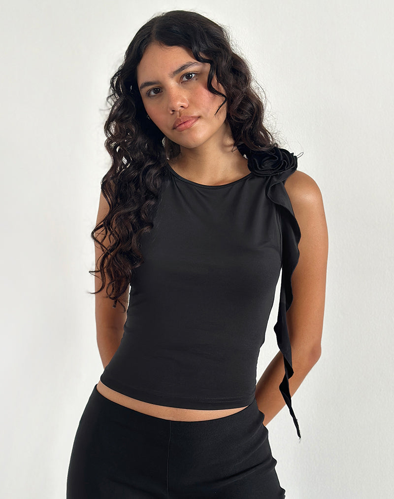 Morena rozet top in zwart